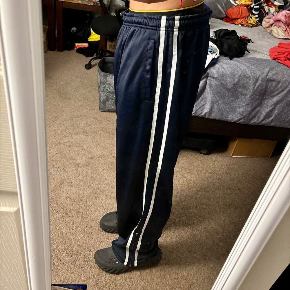 Holloway 90s Rare Vintage Nylon Glanz Soccer Pants Navy Blue Shiny L